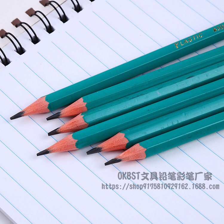 Suministro de fábrica suministros escolares para estudiantes protección del medio ambiente no tóxico plástico imitación madera hexagonal Rod HB lápiz se puede personalizar al por mayor