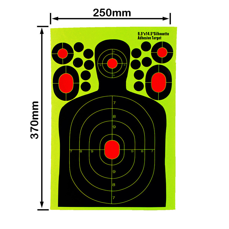 9.5*14.5 inch half-length humanoid shooting target paper fluorescent self-adhesive hunting training target paper splash sticker