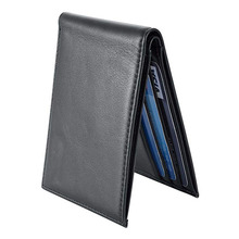 欧美风男士短款钱包真皮软多卡位超薄钱包防磁简约leather wallet