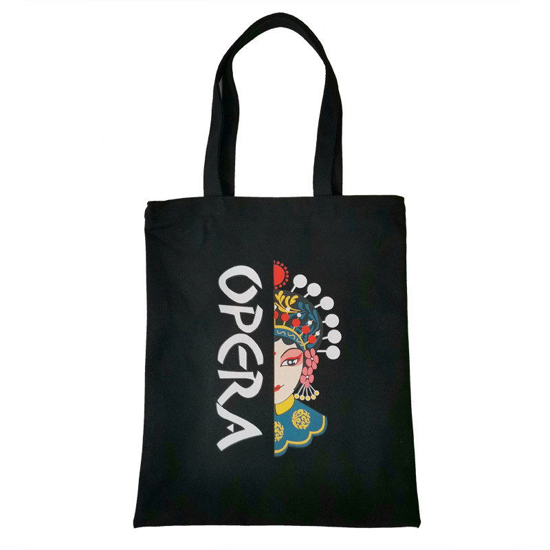 Bolsa de compras de lona en blanco en stock bolsa de lona portátil de impresión en color bolsa de lona negra publicitaria con logotipo