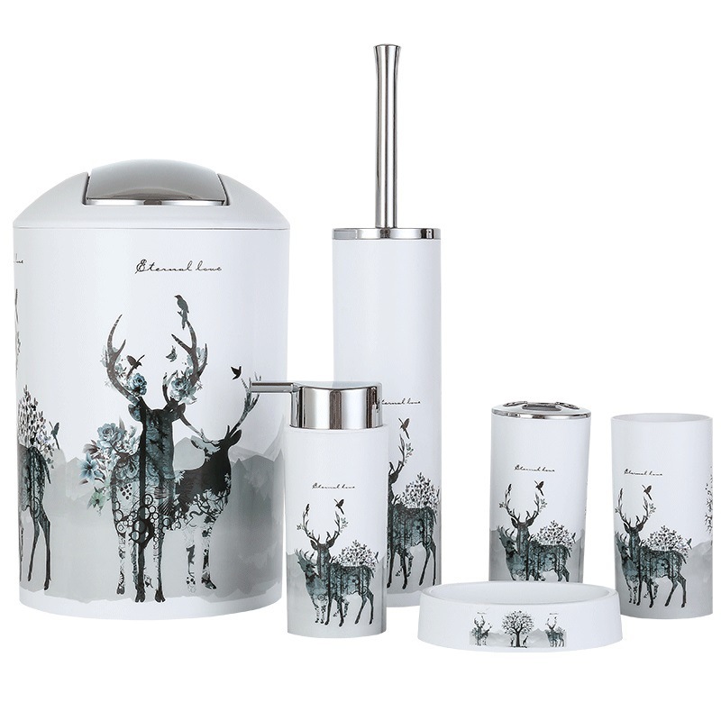 Set de baño de plástico bathroomset suministros de baño Baño hogar traje de lavado conjunto de baño de seis piezas