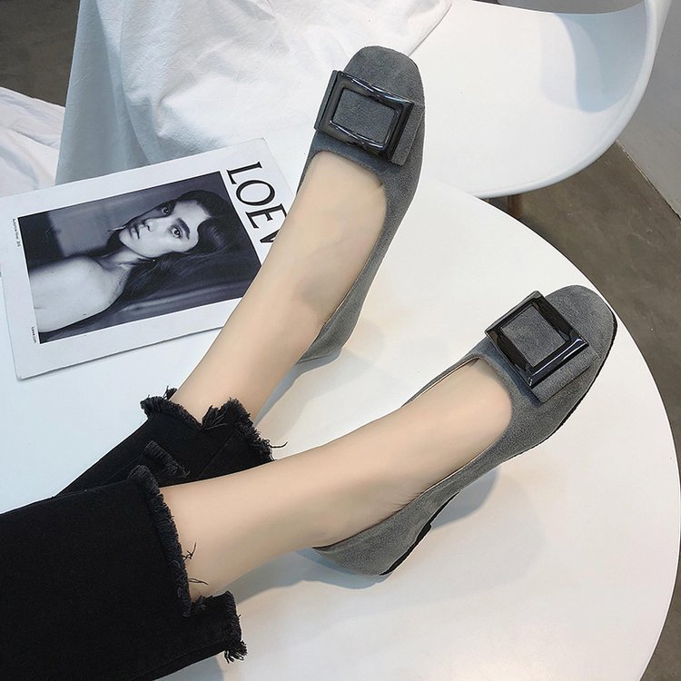 Zapatos de una sola capa para mujeres 2023 primavera casual zapatos de la abuela del dedo del pie cuadrado hebilla cuadrada mocasines ligeros slip-on zapatos femeninos