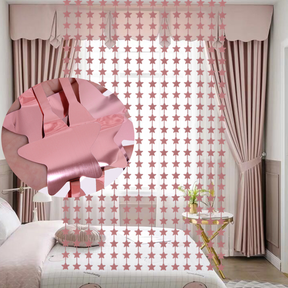 Nuevo oro rosa estrella lluvia cortina de seda fiesta decoración puerta cortina cumpleaños Fondo diseño boda suministros lluvia cortina de seda