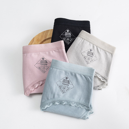 Seamless underwear for women, cotton antibacterial girls, mid-waist student lace sexy triangle shorts, Japanese women's thin underwear