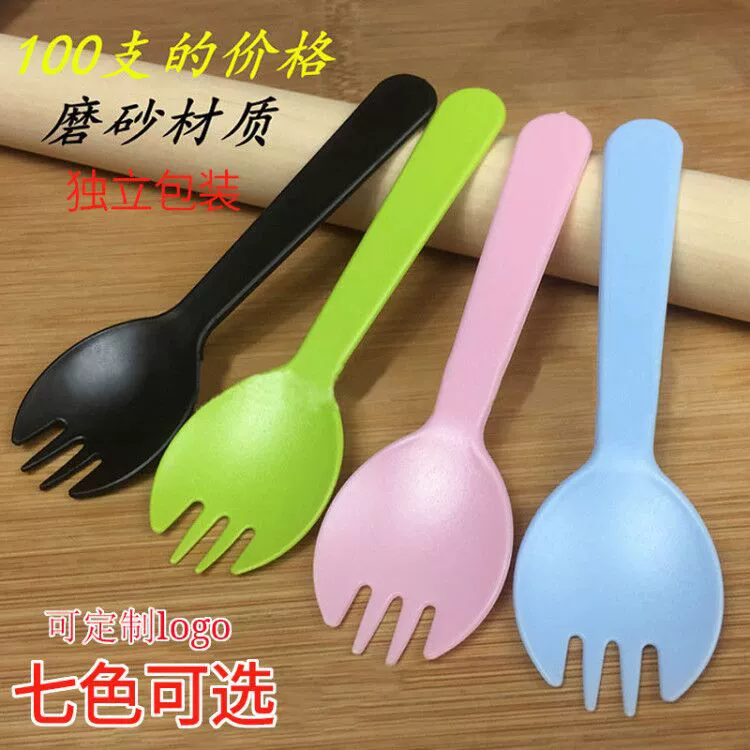 Утолщенная одноразовая вилка и ложка, прозрачная вилка для фруктов, десертная ложка, пластиковая посуда для торта, вилка и ложка, цельная независимая упаковка.