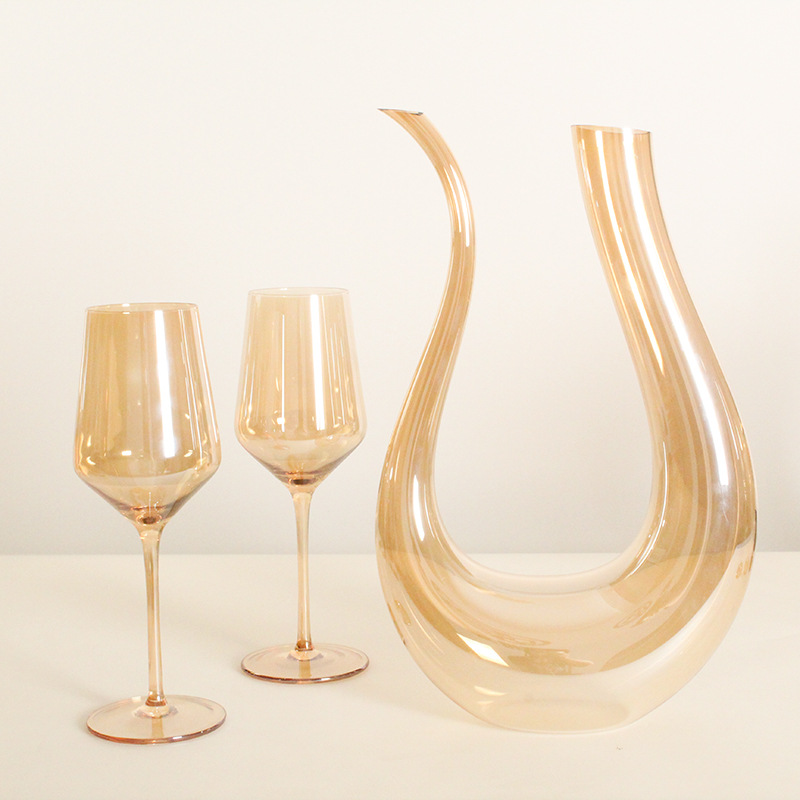 유럽식 황금 크리스탈 유리 와인 잔 디켄터 샴페인 잔 앰버 와인 잔