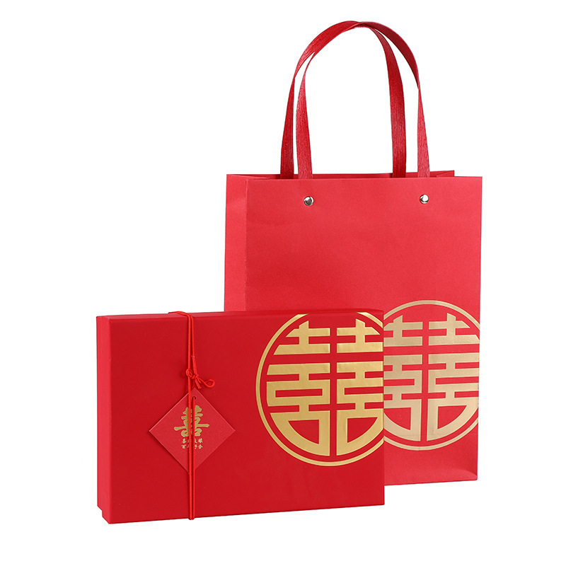 Dorado cuadrado estilo chino caja de regalo de boda roja cubierta de Cielo y Tierra de mano caja de dulces de regalo de boda al por mayor