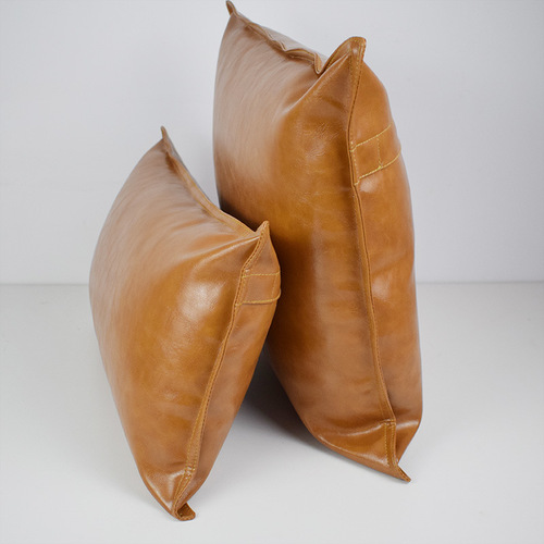 PU oil wax leather cushion cover solid color luxury simulated leather sofa cushion pillow office cushion bedside backrest