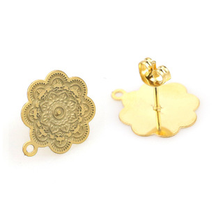Stainless steel earring accessories diy handmade pattern with ring round ear pin earrings gold plated earrings manufacturers wholesale