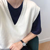 Spring knitted vest, sweater for leisure, tank top, Korean style, oversize