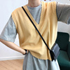 Spring knitted vest, sweater for leisure, tank top, Korean style, oversize