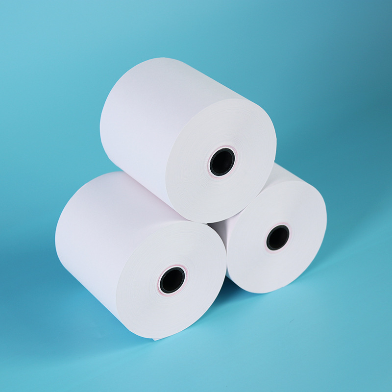 75*75 single-layer carbonless copy paper for weighing scale receipts, pin-style small receipt printer paper, cash register paper