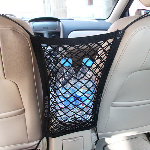 Storage net pocket between car seats, decorative mesh bag storage, isolation of front seats, universal in-car organization