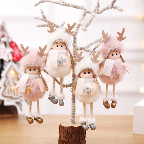 Cross-border Christmas plush angel pendant for children cute doll girl gift Christmas tree pendant