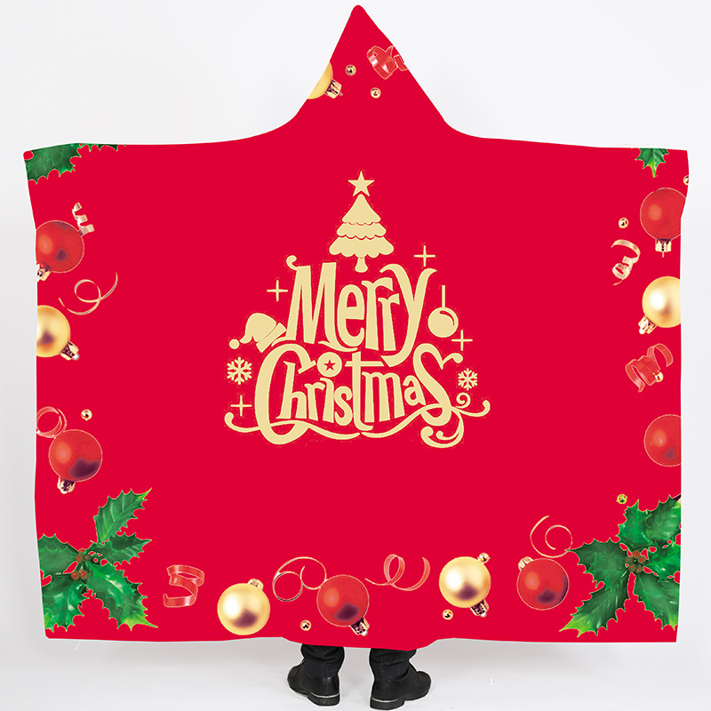 Lana de cordero siesta manta invierno Manta con capucha capa engrosada doble felpa 3D Impresión digital perezoso Manta