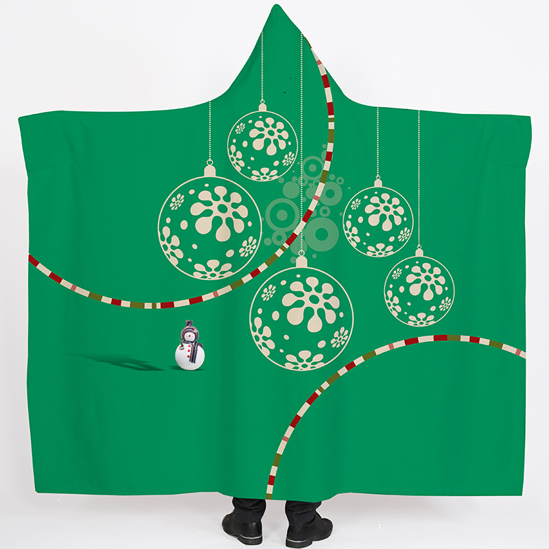 Lana de cordero siesta manta invierno Manta con capucha capa engrosada doble felpa 3D Impresión digital perezoso Manta