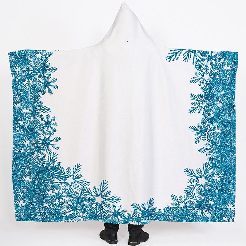 Lana de cordero siesta manta invierno Manta con capucha capa engrosada doble felpa 3D Impresión digital perezoso Manta