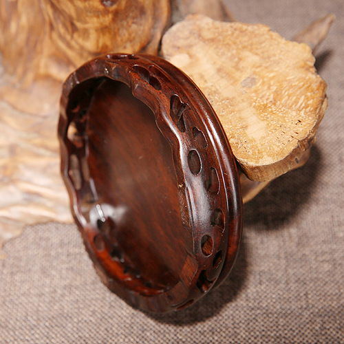 Flower pot mat potted gourd base tray solid wood round jade stone vase fish tank Buddha statue bottom bracket