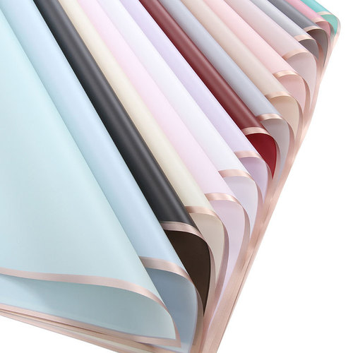 Changyi Gold-Edged Jelly Matte Waterproof Foil Rose Flower Gift Wrapping Paper Solid Color Bouquet Wrapping Material