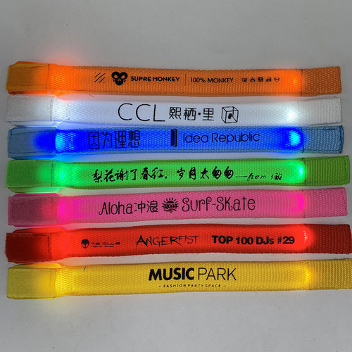 Manufacturer's LED Light-Up Wristband—Custom Engraved, Glow-in-the-Dark Velcro Closure, LED Sports Wristband for Concerts and Bars—Cheerleading Support