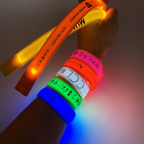 Manufacturer's LED Light-Up Wristband—Custom Engraved, Glow-in-the-Dark Velcro Closure, LED Sports Wristband for Concerts and Bars—Cheerleading Support