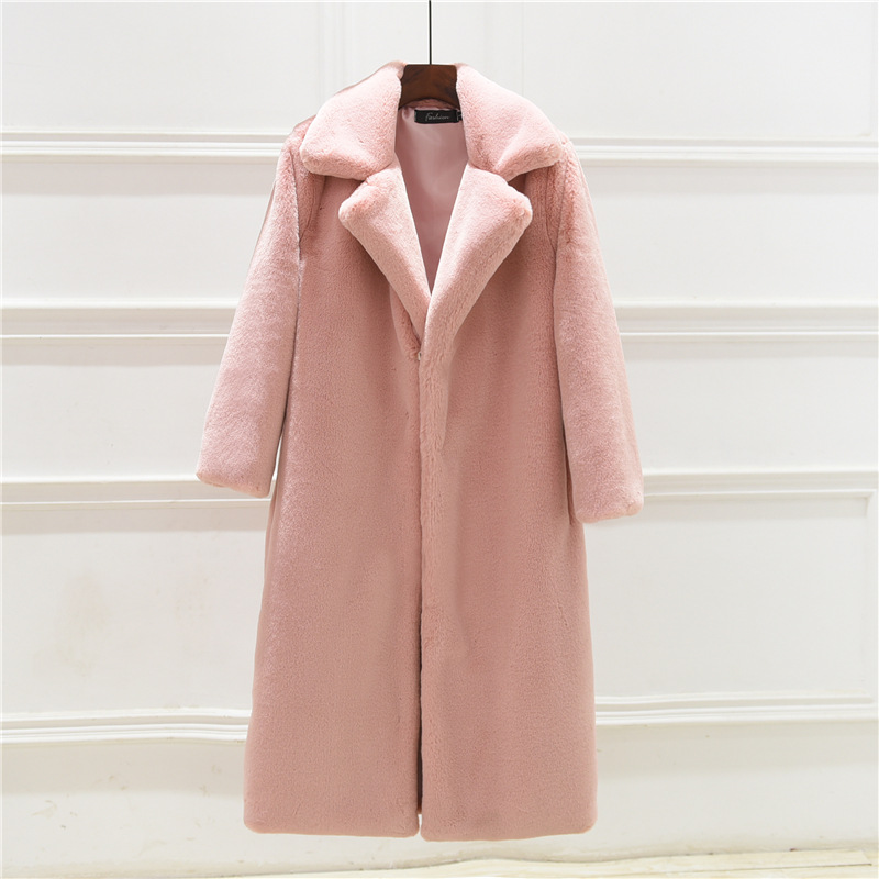 Damenbekleidung neue Herbst- und Wintergröße im koreanischen Stil mit verdicktem Rex-Kaninchenfell und langem Pelzmantel für Frauen_voghion.com