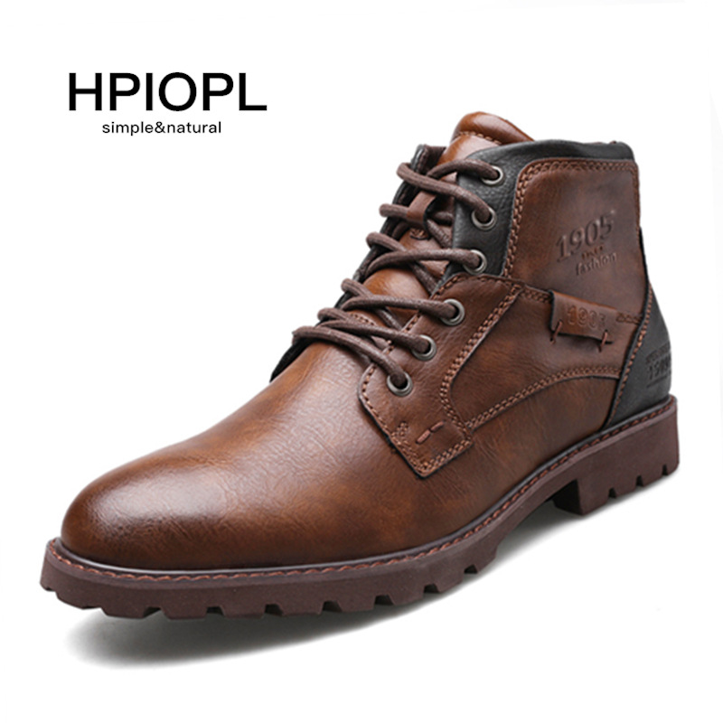 Men's boots Plus-size zipper short boots Men's shoes Autumn and winter high top shoes Desert work boots_voghion.com