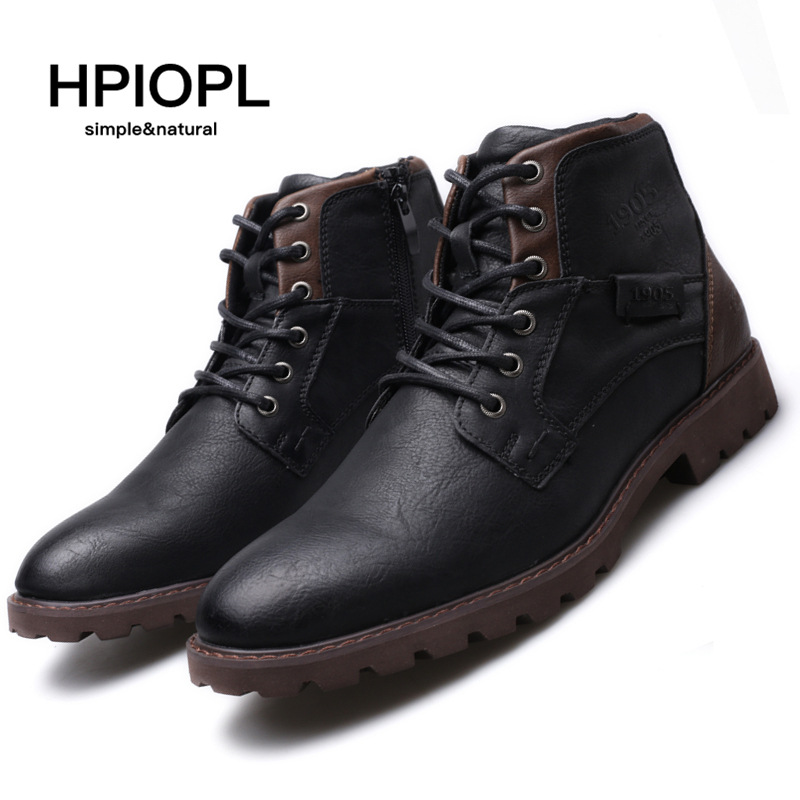 Men's boots Plus-size zipper short boots Men's shoes Autumn and winter high top shoes Desert work boots_voghion.com