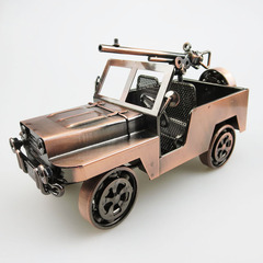 威利斯吉普車模型 復古鐵藝汽車老爺車創意裝飾品 金屬工藝品擺件
