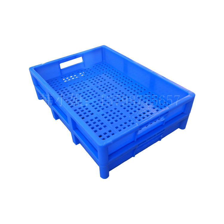 供应梅州420*295*60有孔电池筛 底部带孔电池箩 塑料电池筐周转盘