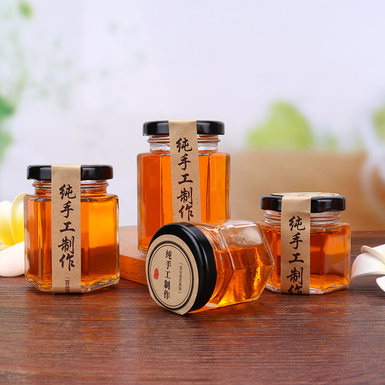 批发六棱玻璃瓶280ml蜂蜜瓶 密封储物酱菜瓶罐头果酱燕窝瓶直销