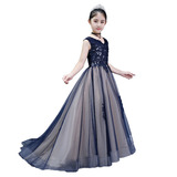 Наряд маленькой принцессы, детское платье девочки цветочницы, сверхдлинное свадебное платье, наряд для музыкальных выступлений, новая коллекция