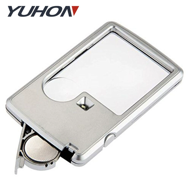 Прямые продажи с фабрики две несколько карт со светодиодной подсветкой увеличительное стекло пластиковое зеркало для чтения оптическое зеркало расширения карманное зеркало