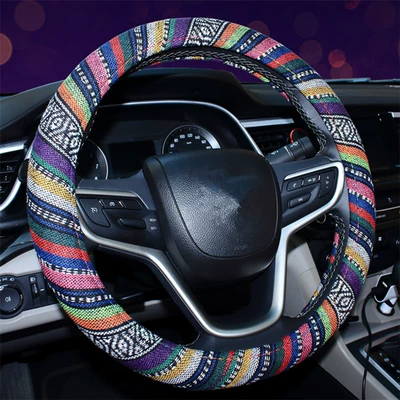Steering wheel cover: coarse cloth linen car steering