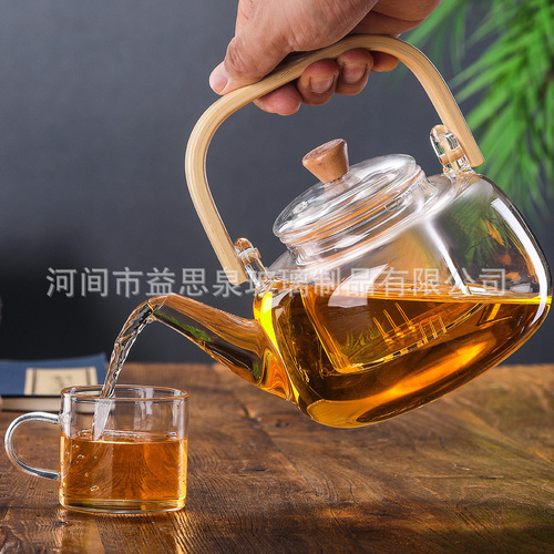 Cooking tea around the stove, glass teapot, bamboo handle teapot, high borosilicate glass teapot, electric ceramic stove, teapot, teapot