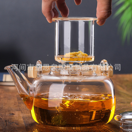 Cooking tea around the stove, glass teapot, bamboo handle teapot, high borosilicate glass teapot, electric ceramic stove, teapot, teapot
