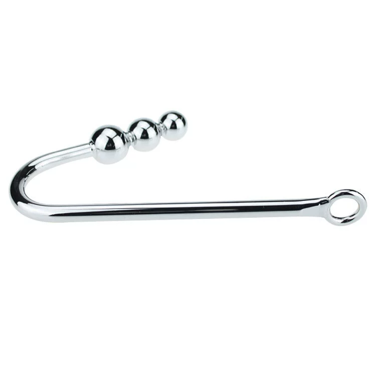 Металлический anal hook с тремя шариками, товары для взрослых, парные флирты, нержавеющая сталь, изогнутый крюк для мастурбации и кульминации