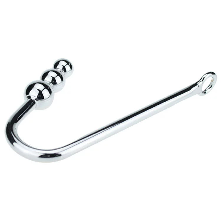 Металлический anal hook с тремя шариками, товары для взрослых, парные флирты, нержавеющая сталь, изогнутый крюк для мастурбации и кульминации
