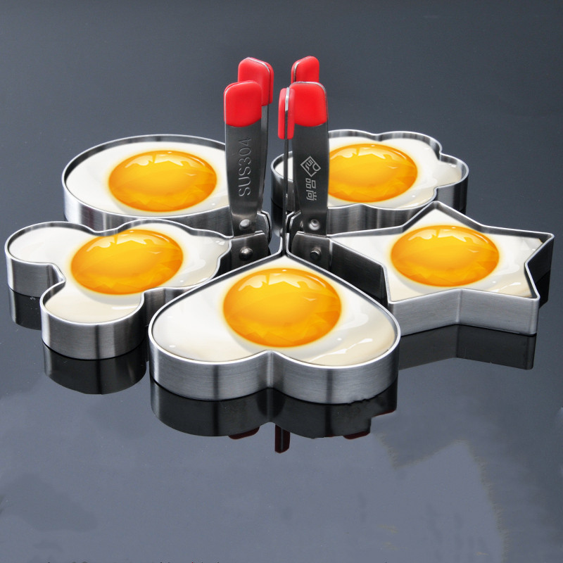 Creative 304 stainless steel fried egg mould kitchen cute steamed egg tool making poached egg love Bento artifact Creative 304 stainless steel fried egg mould kitchen cute steamed egg tool making poached egg love Bento artifact