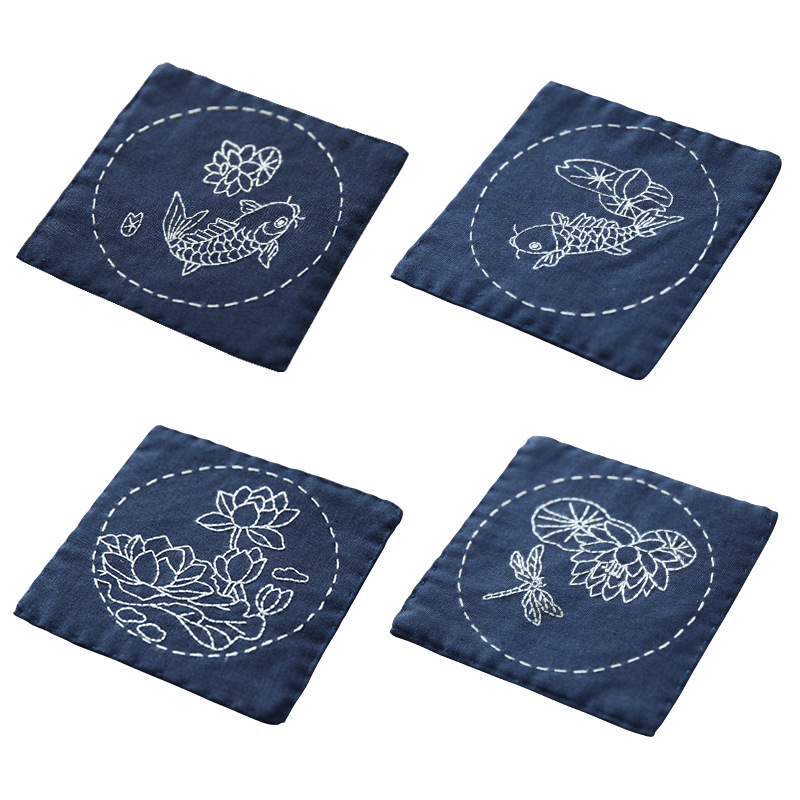 Bordado DIY auto-bordado principiante haciendo Mat tridimensional bordado posavasos placa estera matanza paquete de material de tiempo