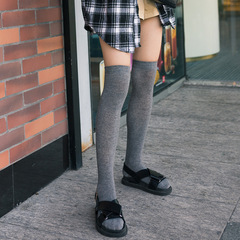 New women's socks set, black and white, gray, versatile solid color over-the-knee socks, slimming college style cotton socks, the same trendy internet celebrity socks