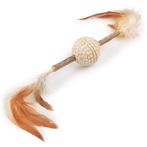 Cat toys wholesale Pipitao ring beads with feathers wooden sky polygonum rope simulation ball cat toy mouse
