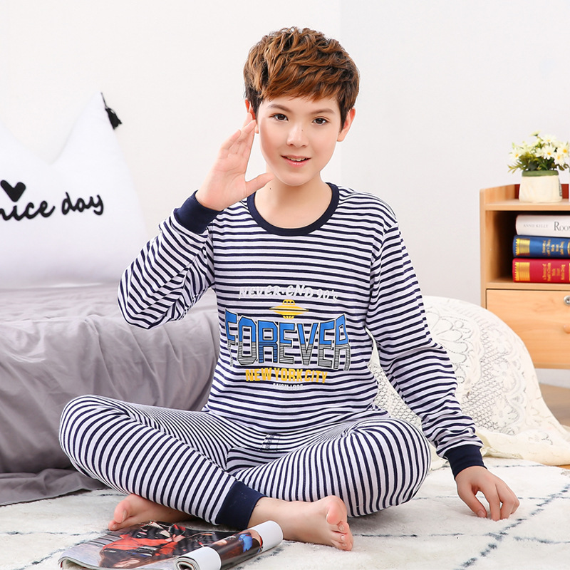 Ropa interior juvenil traje masculino estudiante ropa mediana y grande niños más tamaño suéter de algodón conjunto de ropa interior térmica