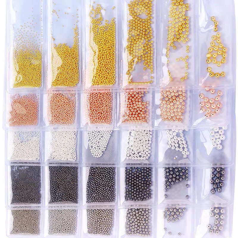 Fábrica directa manicura seis rejilla tamaño bola de acero lentejuelas uñas joyería nuevo estilo japonés clavo taladro joyería Decoración