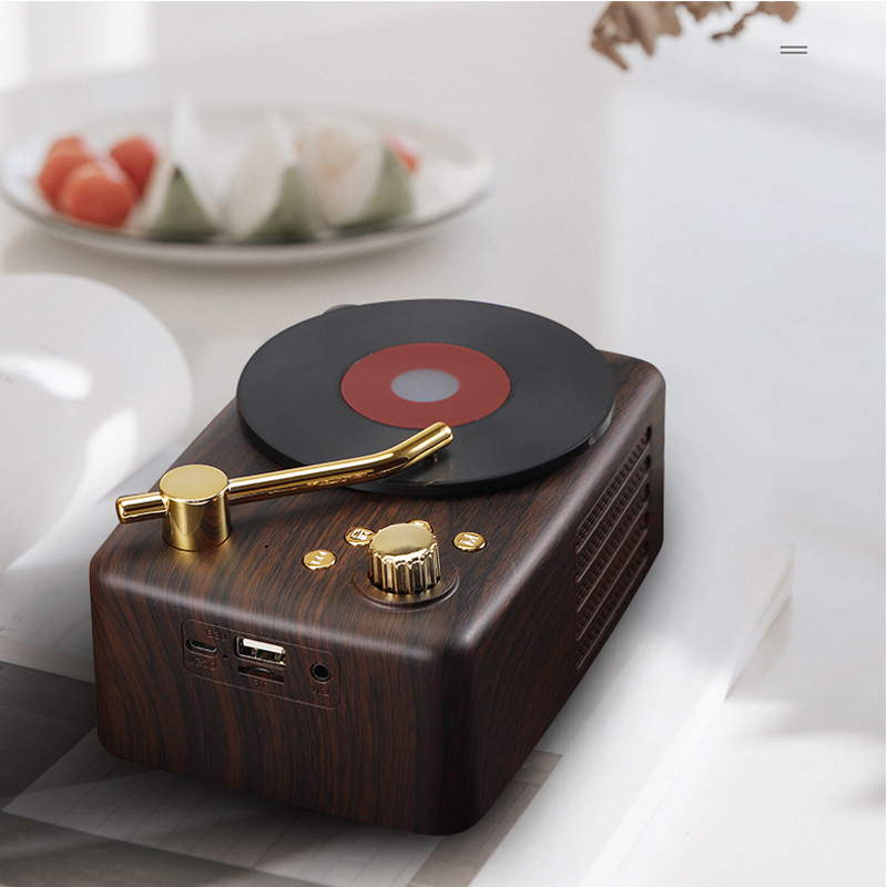 Yx New Atomic Vinyl Bluetooth Speaker Wood Grain Retro Portable High Quality Nostalgic Mini Bluetooth Speaker Yx New Atomic Vinyl Bluetooth Speaker Wood Grain Retro Portable High Quality Nostalgic Mini Bluetooth Speaker