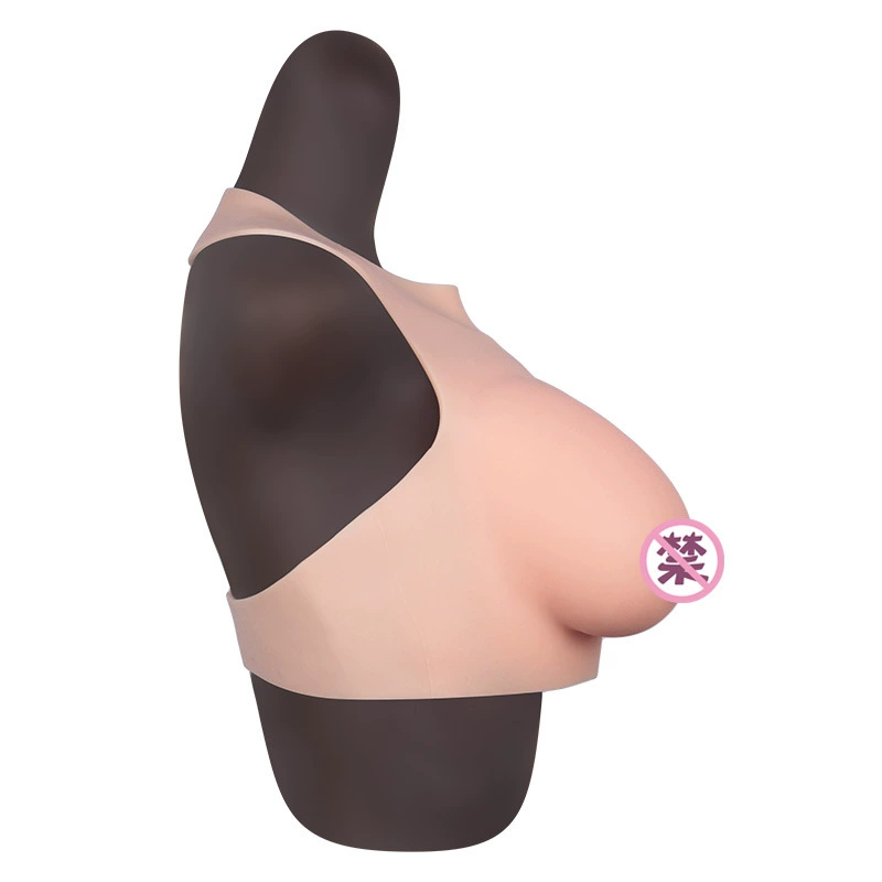 Breast prosthesis with a round collar, breathable silicone breast, for transsexuals