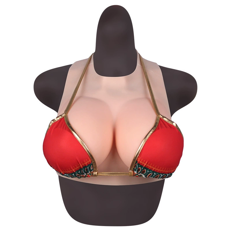 Breast prosthesis with a round collar, breathable silicone breast, for transsexuals