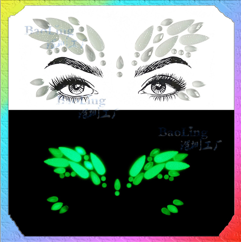 Halloween Luminous Tattoo Diamond Face Chest Eyebrow Luminous Crystal Diamond