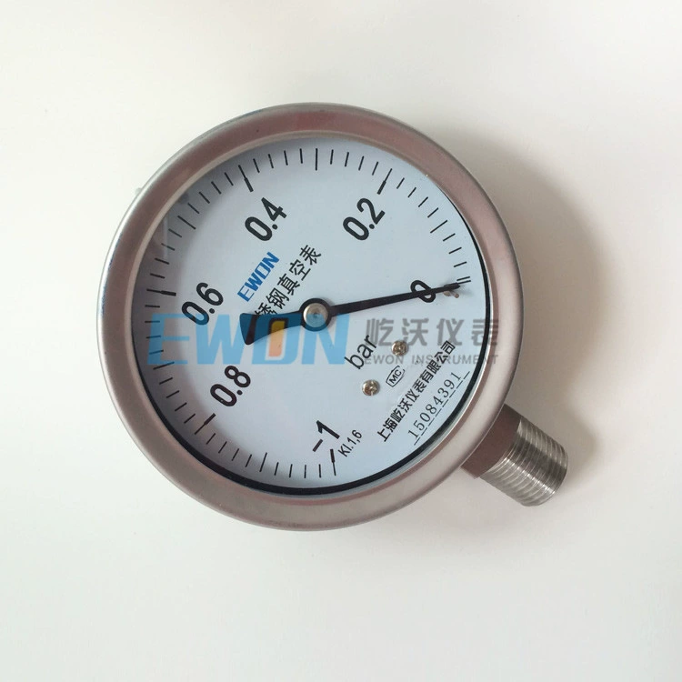 Поставка вакуумного манометра из нержавеющей стали вакуумметр отрицательный манометр YTF-100H -1-0Bar