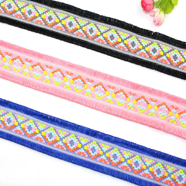 现货热卖4.5厘米彩色排须花边 简约民族风服装服饰排须织带花边